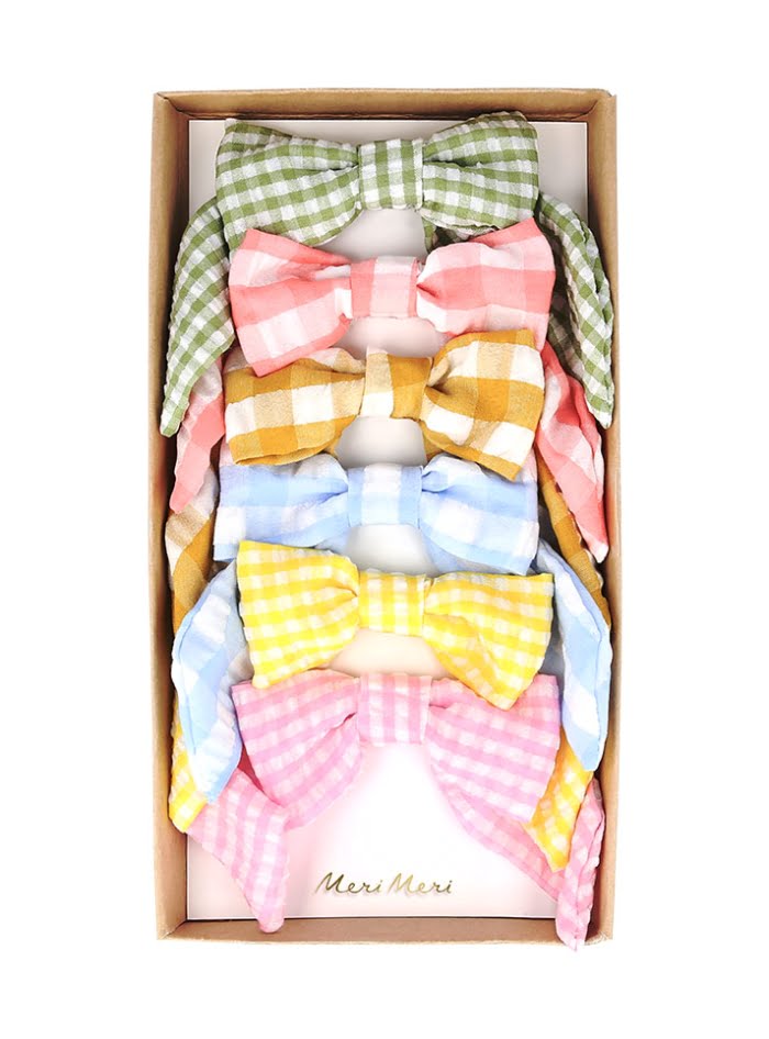 Hair-Clips-Gingham-Bows.jpg Hair Clips Gingham Bows - Image 1