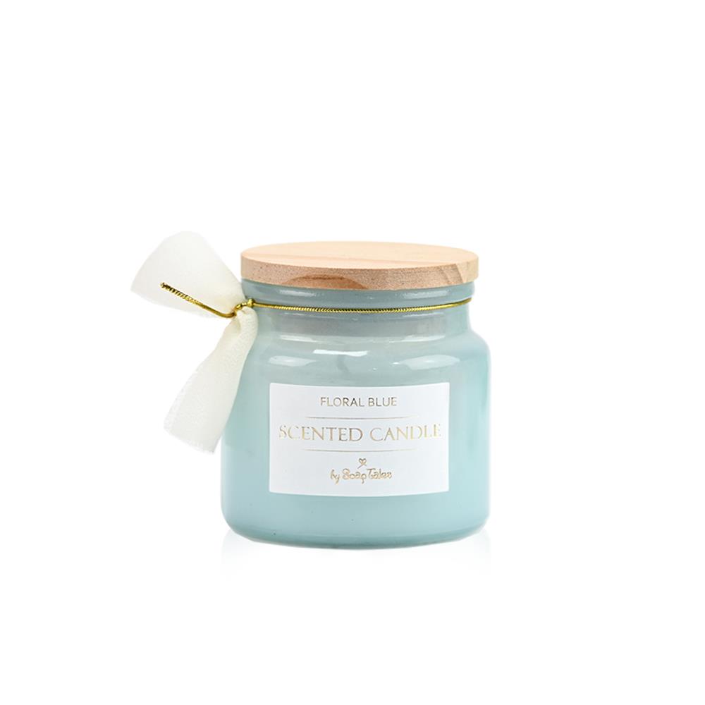 5011-1000x1000 Κερί floral blue με ξύλινο καπάκι ST00955 - Image 1