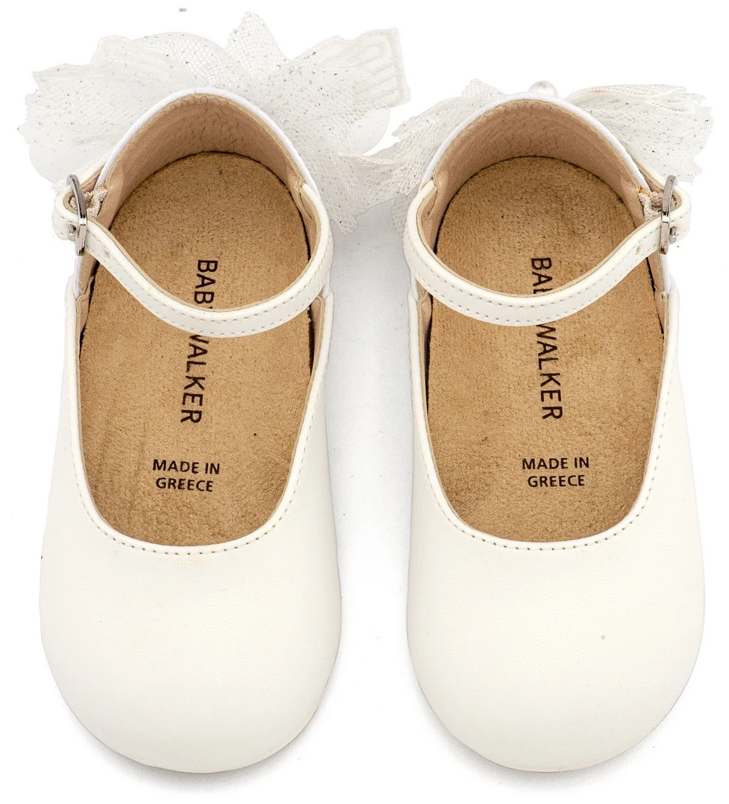 BS3594-WHITE-BABYWALKER Γαλλικό Γοβάκι με Διακοσμημένη Φτέρνα Πεταλούδα BS3594 Λευκό - Image 1