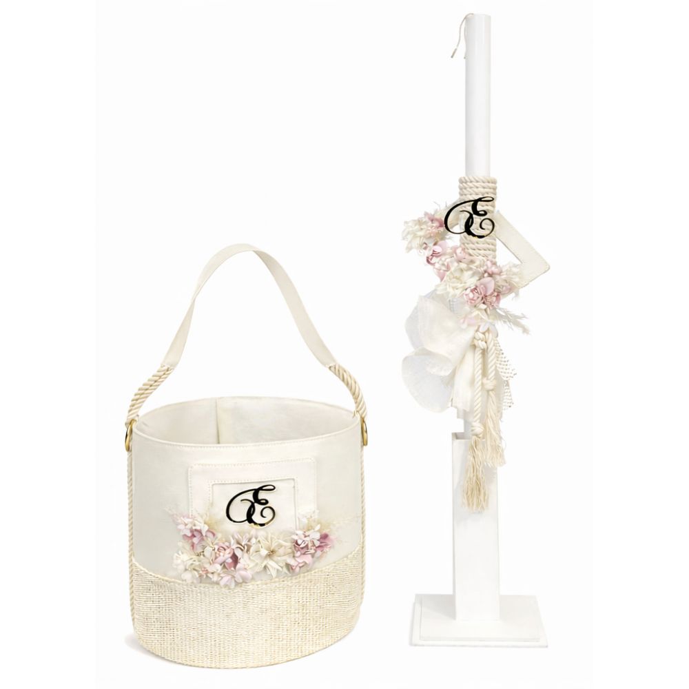 photo142 Σετ βάπτισης με καπελιέρα εκρού & μακρόστενη κορνίζα 3090-3091-3092 - Image 1